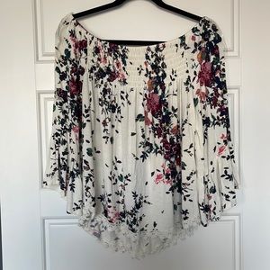 Off the Shoulder Floral Print Top